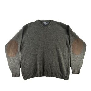 Vintage Polo Ralph Lauren Sweater Men's XXL Wool/Alpaca V-Neck Elbow Patches